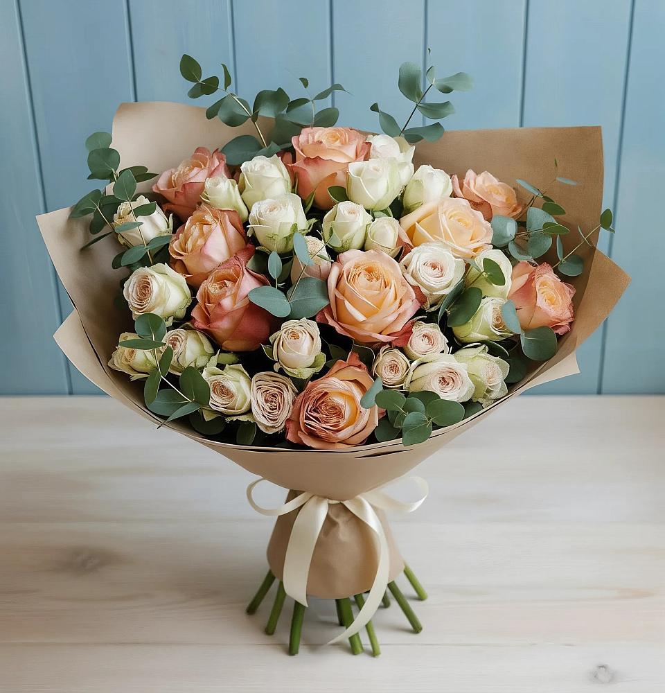 Букет цветов из: Альстромерии и Розы в Николо-Урюпино