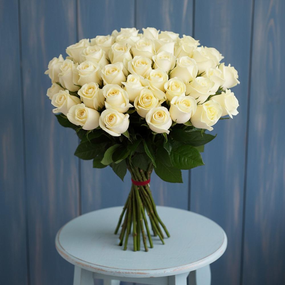 Букет 51 Белая роза Эдлесс Лав в Николо-Урюпино