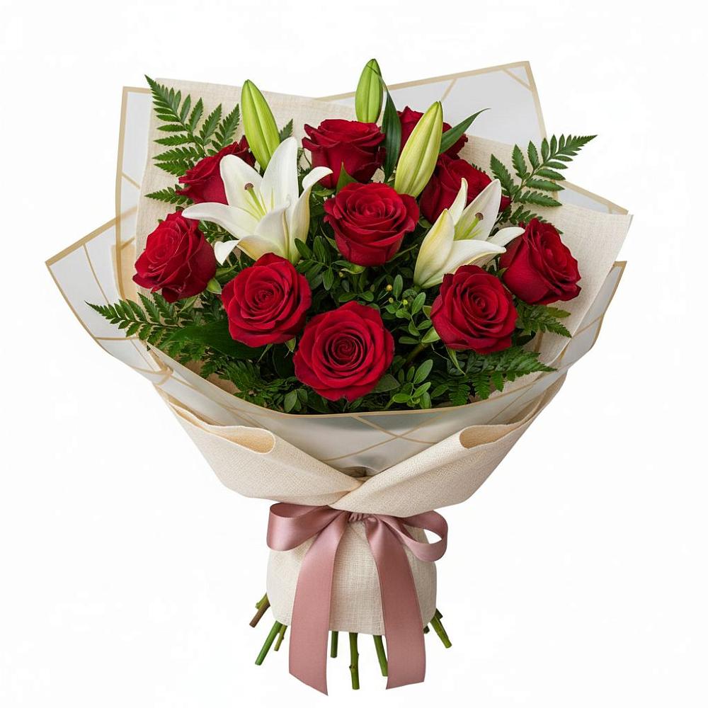 Букет цветов из: Лилии и Розы в Николо-Урюпино