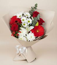 Букет цветов из:  Розы, Хризантемы, Герберы и Лилии в Николо-Урюпино