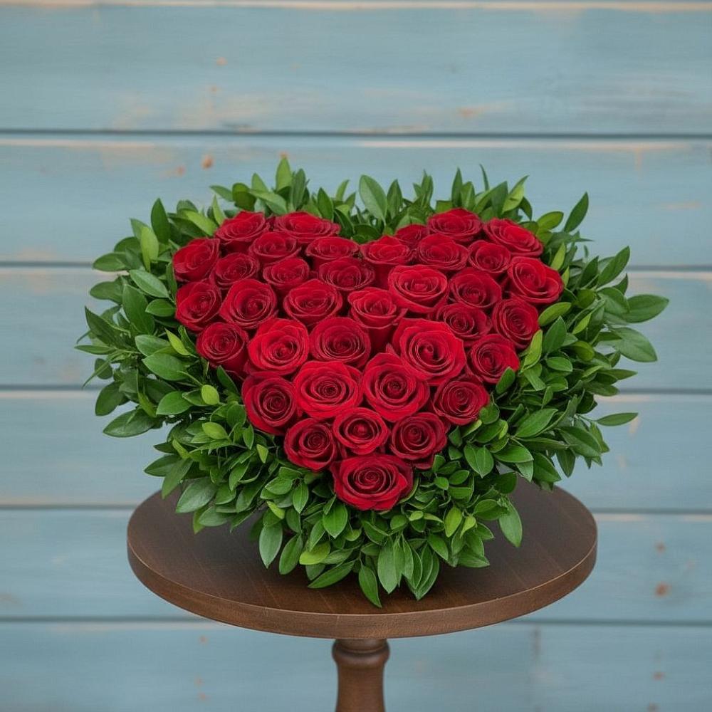 Цветочная композиция из Розы в виде сердца в Николо-Урюпино