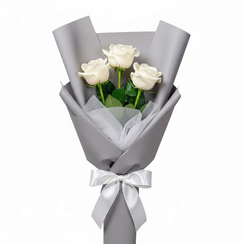 Букет 3 белые розы в Николо-Урюпино
