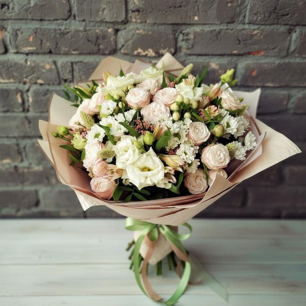 Букет цветов из: Альстромерии, Розы и Хризантемы в Николо-Урюпино