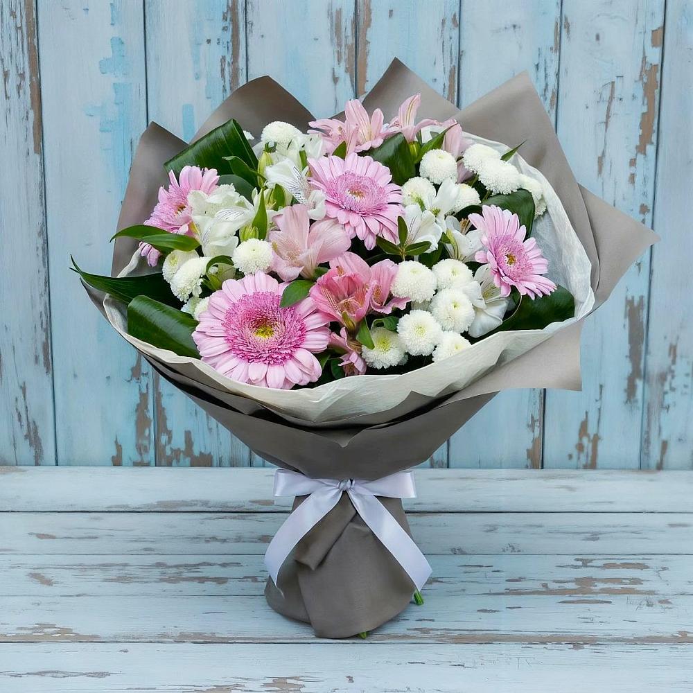 Букет цветов из: Герберы, Альстромерии и Хризантемы в Николо-Урюпино